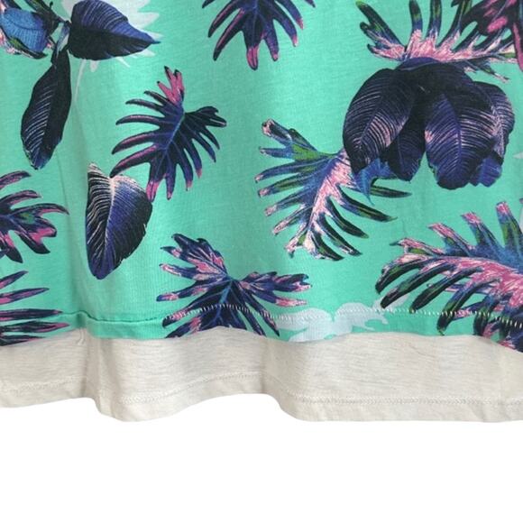 Puma Blue & White Multicolor Colorful Floral Tropical Casual T-Shirt Women Sz L - Picture 3 of 10